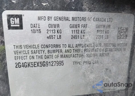 2016 Buick Regal Turbo from USA, damaged, VIN 2G4GK5EX5G9127995